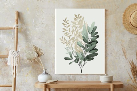 Plakat Zielona I Złota Akwarelowa Gałązka