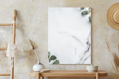 Plakat Zielony Liść Eukaliptusa Na Marmurze