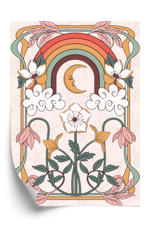 Plakat Abstrakcyjna I Nowoczesna Grafika Z Ornamentem I Roślinami