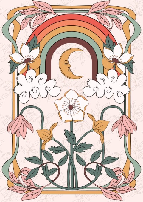 Plakat Abstrakcyjna I Nowoczesna Grafika Z Ornamentem I Roślinami