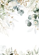 Plakat Akwarela Liści Eukaliptusa I Białych Kwiatów