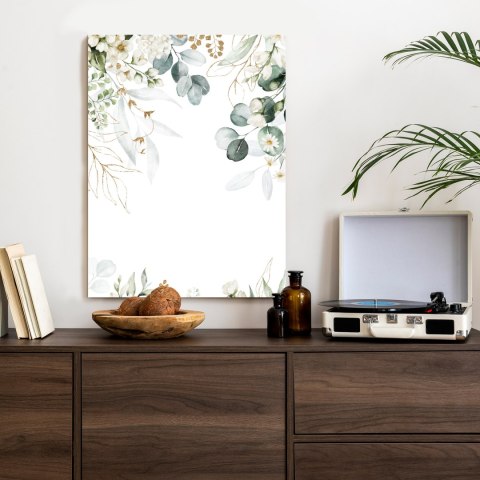 Plakat Akwarela Liści Eukaliptusa I Białych Kwiatów