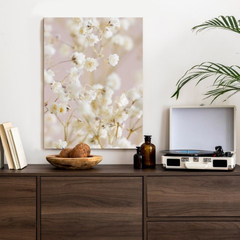 Plakat Białe Drobne Kwiatki Na Różowym Tle