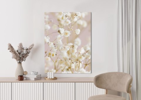 Plakat Białe Drobne Kwiatki Na Różowym Tle