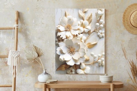 Plakat Białe Kwiaty Na Drewnianym Stole