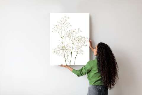 Plakat Cztery Gałązki Z Małymi Białymi Kwiatami