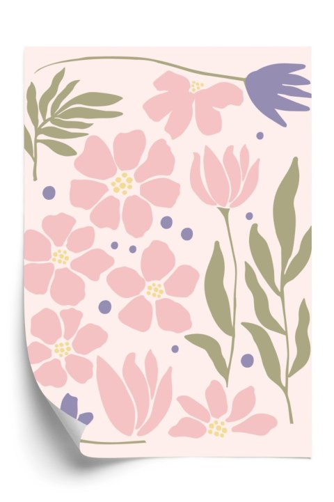 Plakat Grafika Botaniczna Z Pastelowymi Kwiatami