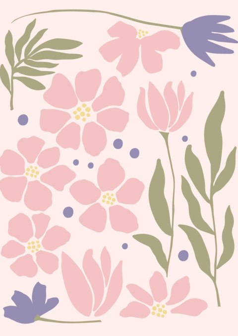 Plakat Grafika Botaniczna Z Pastelowymi Kwiatami