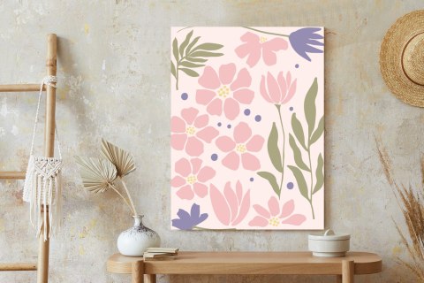 Plakat Grafika Botaniczna Z Pastelowymi Kwiatami