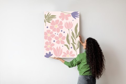 Plakat Grafika Botaniczna Z Pastelowymi Kwiatami