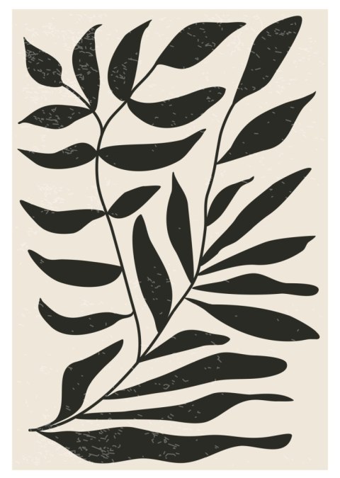 Plakat Grafika Z Czarnymi Liśćmi Inspirowana Matisse