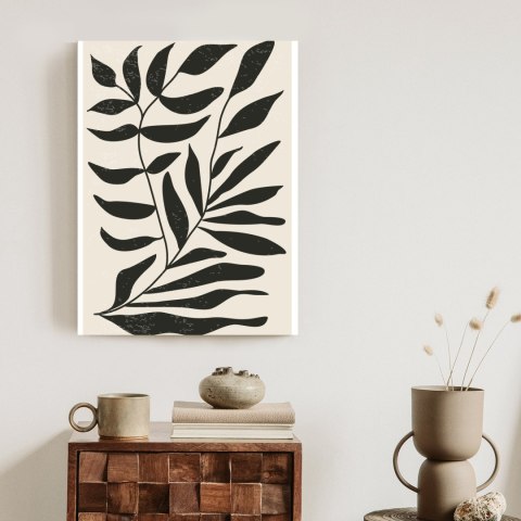 Plakat Grafika Z Czarnymi Liśćmi Inspirowana Matisse