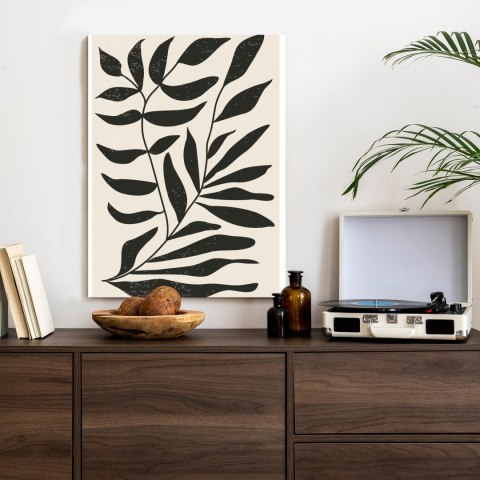 Plakat Grafika Z Czarnymi Liśćmi Inspirowana Matisse