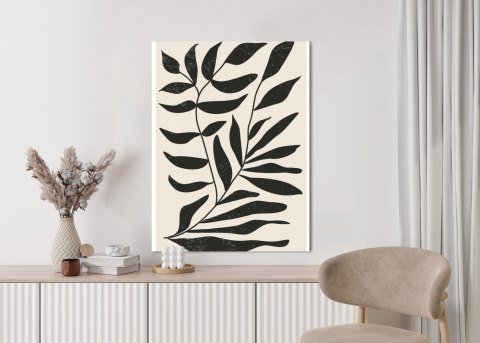 Plakat Grafika Z Czarnymi Liśćmi Inspirowana Matisse