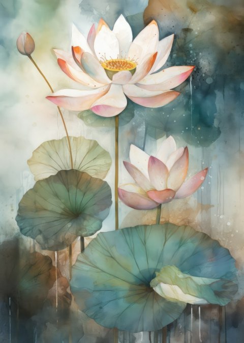 Plakat Lilie Z Dużymi Liśćmi