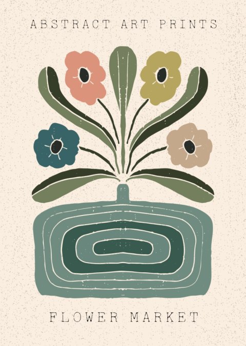 Plakat Nowoczesna Ilustracja Z Wazonem Kwiatów