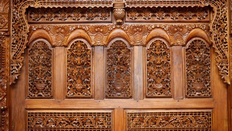 Fototapeta Roślinne Ornamenty W Drewnie