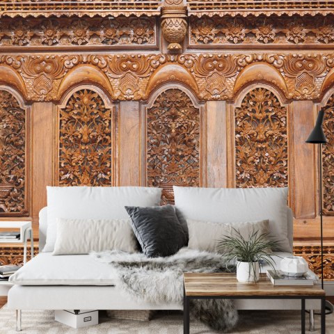 Fototapeta Roślinne Ornamenty W Drewnie