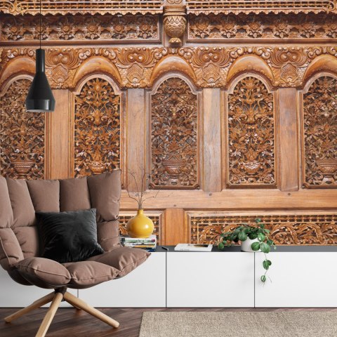 Fototapeta Roślinne Ornamenty W Drewnie