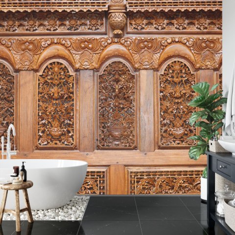 Fototapeta Roślinne Ornamenty W Drewnie