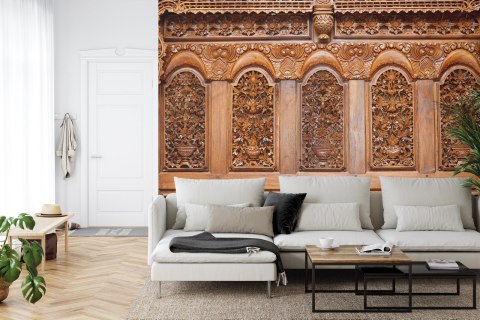 Fototapeta Roślinne Ornamenty W Drewnie