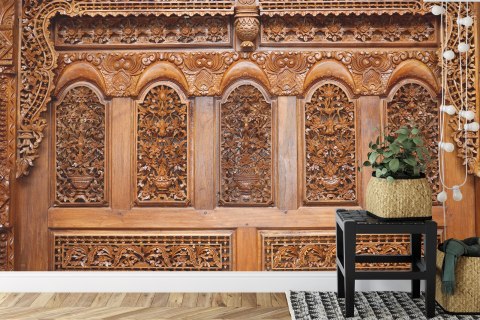 Fototapeta Roślinne Ornamenty W Drewnie