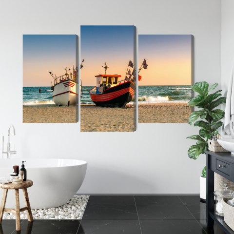 Obraz Wieloczęściowy Łodzie Rybackie Na Plaży