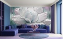 Biały Kwiat i Turkusowa Głębia – Fototapeta 3D do Sypialni i Salonu na wymiar