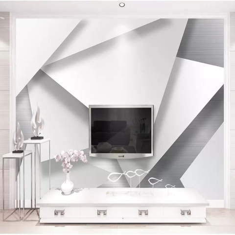 Fototapeta geometryczna 3d z wielkimi białymi trójkątami