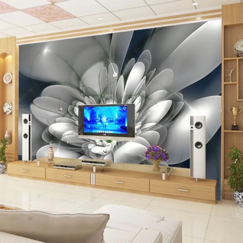 Ogromny biały kwiat z efektem 3d. Fototapeta