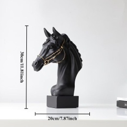 Rzeźba głowy konia z żywicy 30 cm – dekoracyjna figurka konia do domu i biura