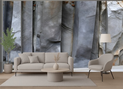 Fototapeta Pionow Skały na Wymiar – Industrialna Ściana Skalna 3D, Mural Ciemny Kamień do Salonu i Sypialni – Tekstura Warstwowa