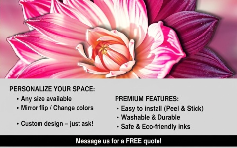 Czerwona dalia” na rozmytym tle. Fototapeta 3D na wymiar