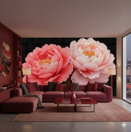 PIwonie na czarnym aksamicie salon