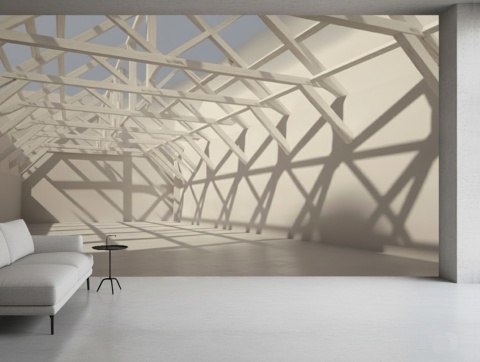 Geometryczny Stelaż 3D – Fototapeta Industrialna do Salonu i Biura na wymiar