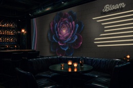 Neonowy Kwiat Bloom – Fototapeta 3D na wymiar