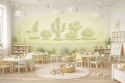 Fototapeta 3D dla dzieci Pustynna Preria, Miękki Kaktus Pastelowy, Mural Boho do Przedszkola i Pokoju Dziecka, Personalizowana