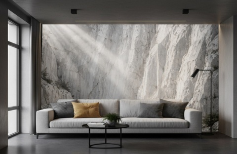 Fototapeta Skały i Promienie Słońca – Nowoczesny Mural do Salonu, Jasny Kanion Wapienny, Dekoracja Ścienna Natura 3D