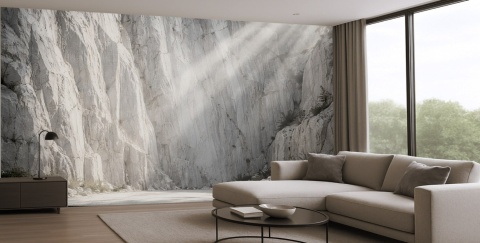 Fototapeta Skały i Promienie Słońca – Nowoczesny Mural do Salonu, Jasny Kanion Wapienny, Dekoracja Ścienna Natura 3D