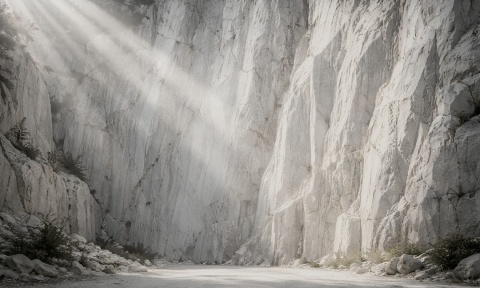 Fototapeta Skały i Promienie Słońca – Nowoczesny Mural do Salonu, Jasny Kanion Wapienny, Dekoracja Ścienna Natura 3D