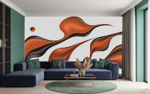 Fototapeta Abstrakcja Ceglane Fale, Mural Modern Liquid Art, Tło o Strukturze Papieru Ryżowego