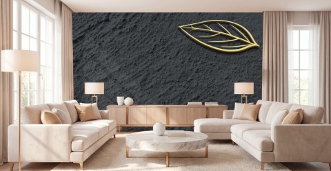 Fototapeta Premium Tekstura Tynku: Złoty Liść - Morski Petrol