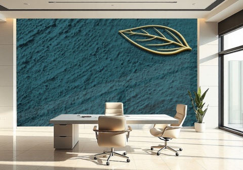 Fototapeta Premium Tekstura Tynku: Złoty Liść - Szlachetna Zieleń