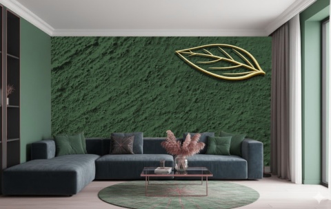 Fototapeta Premium Tekstura Tynku: Złoty Liść - Ciemny Grafit