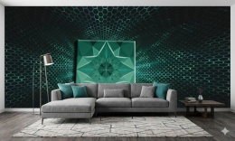 Geometryczny Tunel 3D Szmaragd – Fototapeta do Przedpokoju i Pubu na wymiar