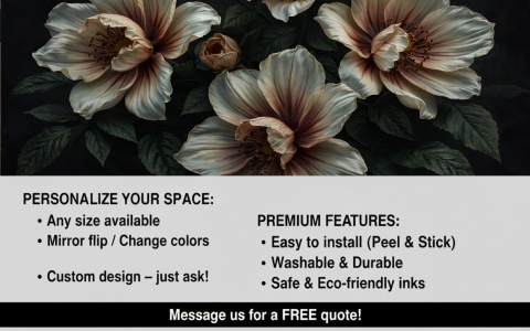 Fototapeta Duże Piwonie Vintage, Mural Ciemne Kwiaty Beż i Rdza, Elegancka Dekoracja na Czarnym Tle Moody Dark