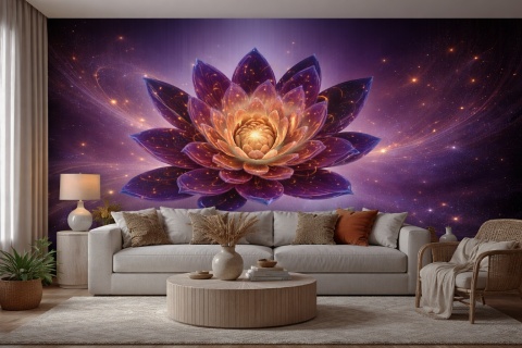 Neonowy Lotos – Fototapeta 3D na wymiar