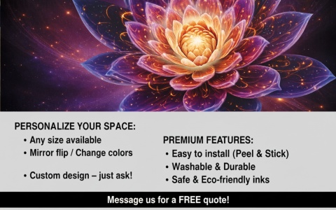 Neonowy Lotos – Fototapeta 3D na wymiar