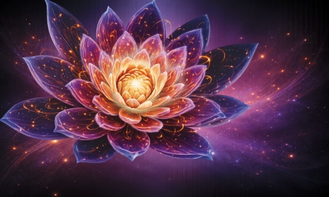 Neonowy Lotos – Fototapeta 3D na wymiar