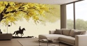 Samuraj i Złota Wiśnia – Fototapeta Japońskie Chinoiserie do Salonu i Sypialni na wymiar